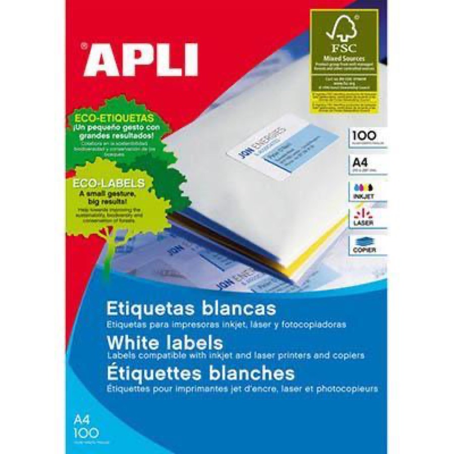 Apli 2409 General Use Labels Round Corners 24up 64x33.9mm A4