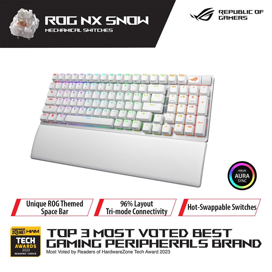 Asus Rog Strix Scope Ii 96 Snow Wireless Gaming Keyboard