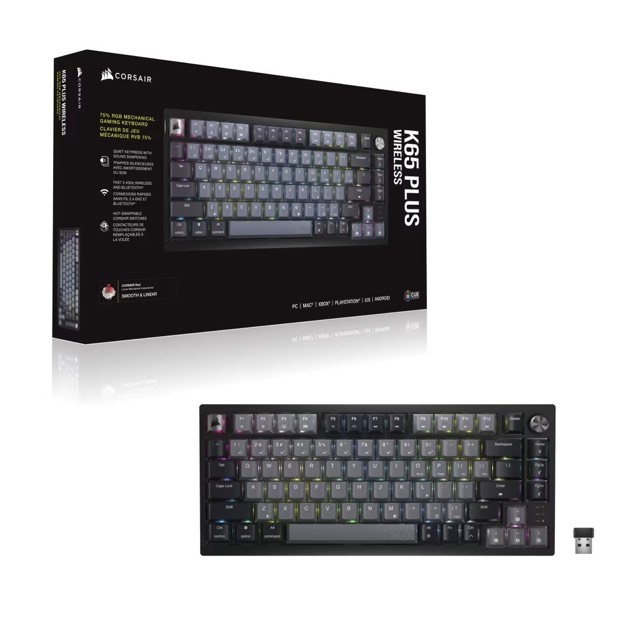 Corsair K65 Plus Wireless Keyboard 75 Rgb - Midnight Grey