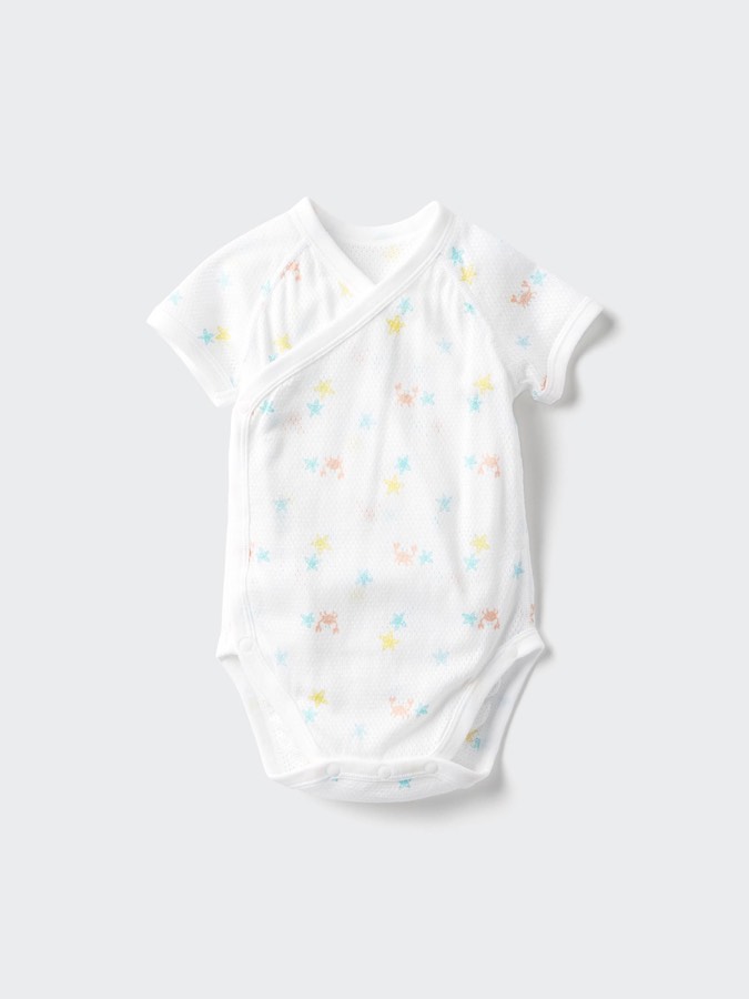 Cotton Mesh Bodysuit Short Sleeve Printed
