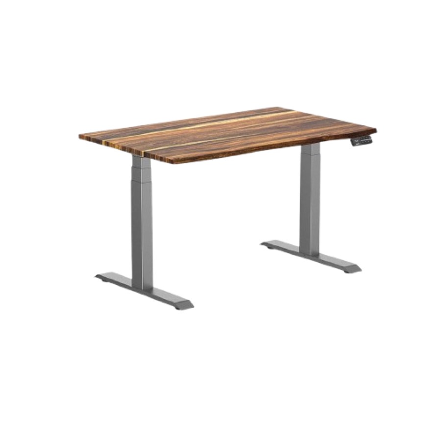 Desky Dual Hardwood Sit Stand Desk 120cm Pheasantwood Desktop and
