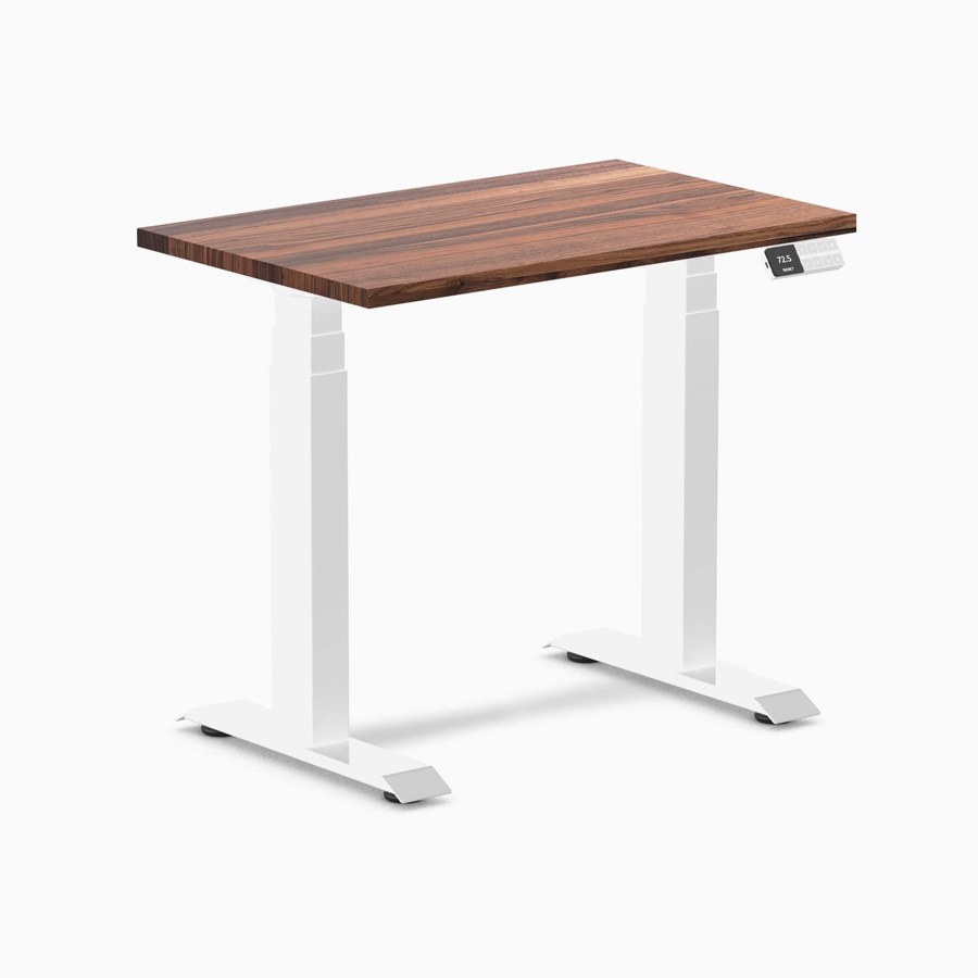 Desky Dual Mini Hardwood Sit Stand Desk 80cm Walnut Desktop
