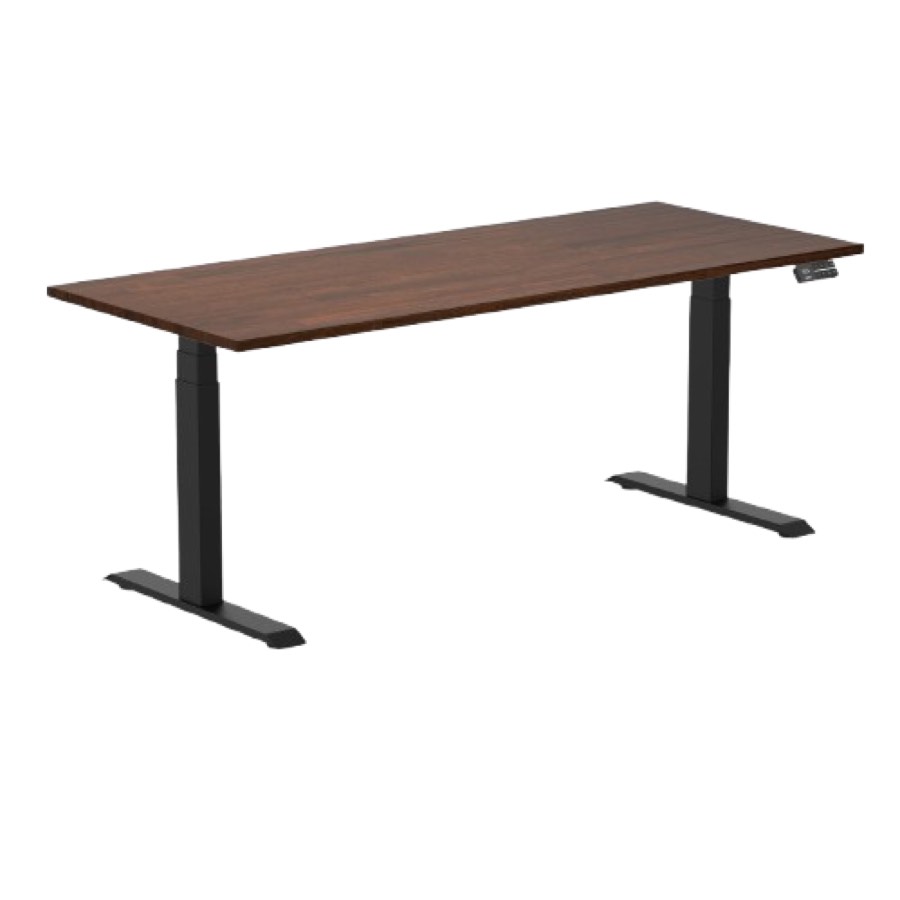 Desky Dual Rubberwood Sit Stand Desk 180cm Red Walnut Desktop