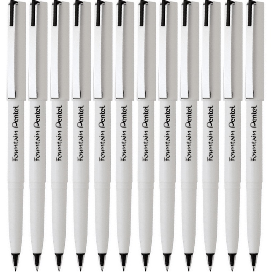 Pentel Box 12 Disposable Fountain Pen Stylo Plastic Tip Black