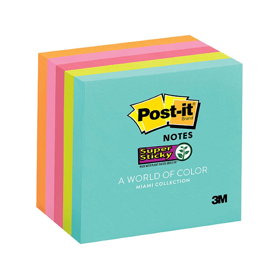 Post-it Super Sticky Notes 76x76mm - Miami 5 Pads