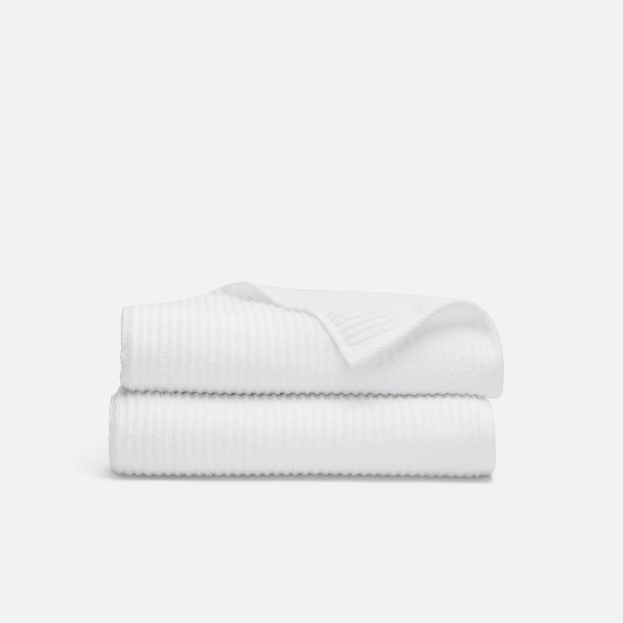 Ribbed Cotton Tencel Bath Towels Set of 2
