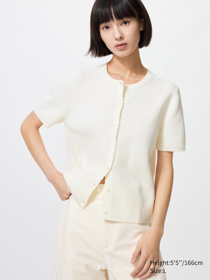 Scalloped Crew Neck Cardigan